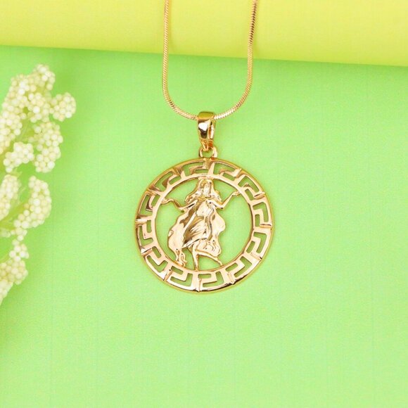 "Virgo Zodiac Pendant in Elegant Rose Gold with Fine Brass Craftwork, XPPT1333 - Picture 2 of 13